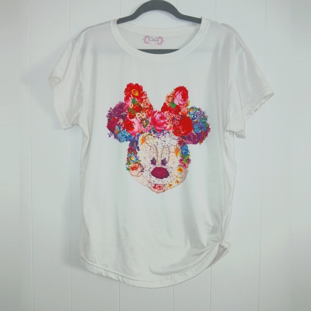DISNEY MINNIE MOUSE ARTSY FLORAL PRINT WOMANS TEE - Picture 9 of 9
